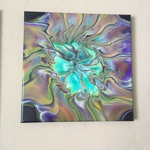 Fluid art acrylic pour art 12x12